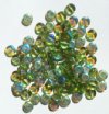 100 6x3mm Transparent Olivine AB Disk Beads